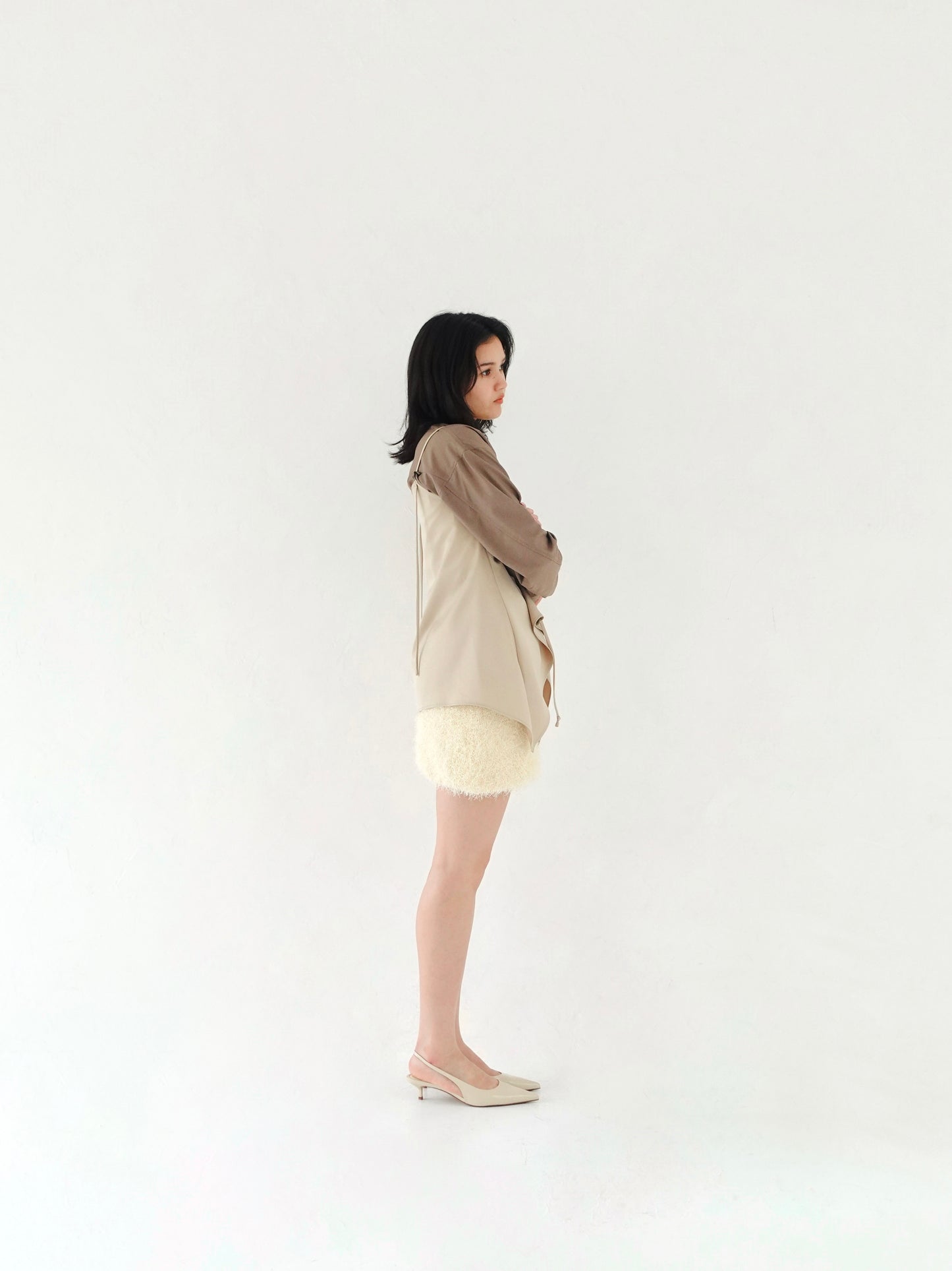 Satin Camisole Tops - BEIGE