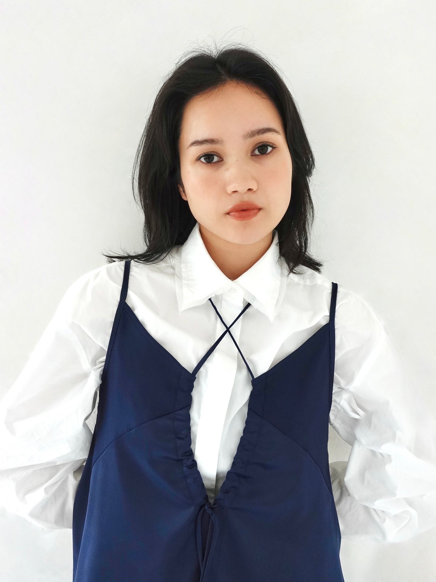 Satin Camisole Tops - NAVY