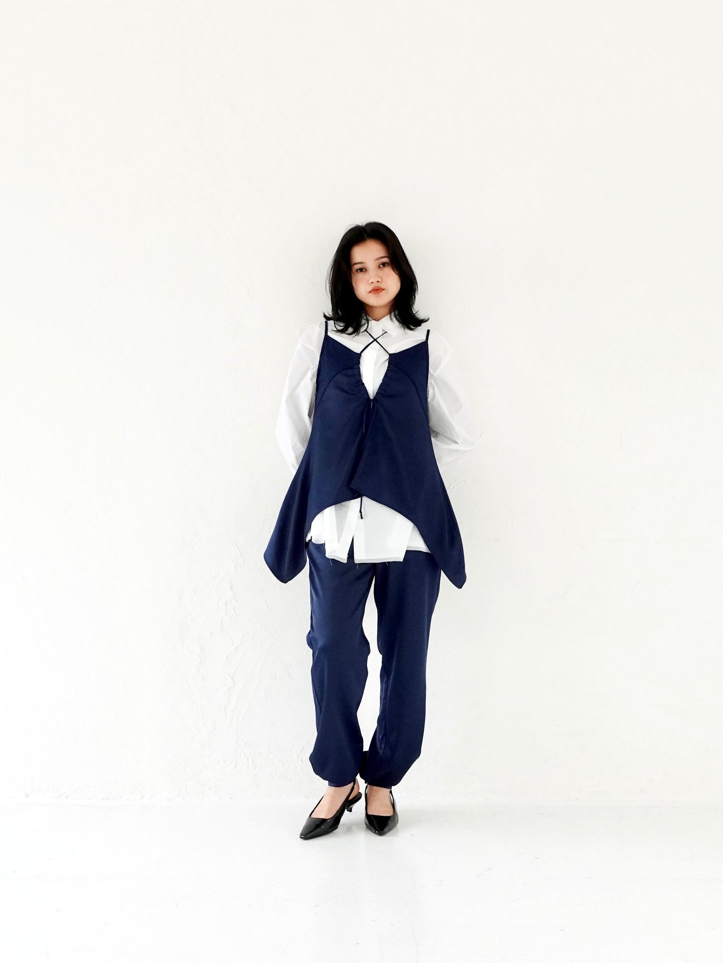 Satin Pants - NAVY