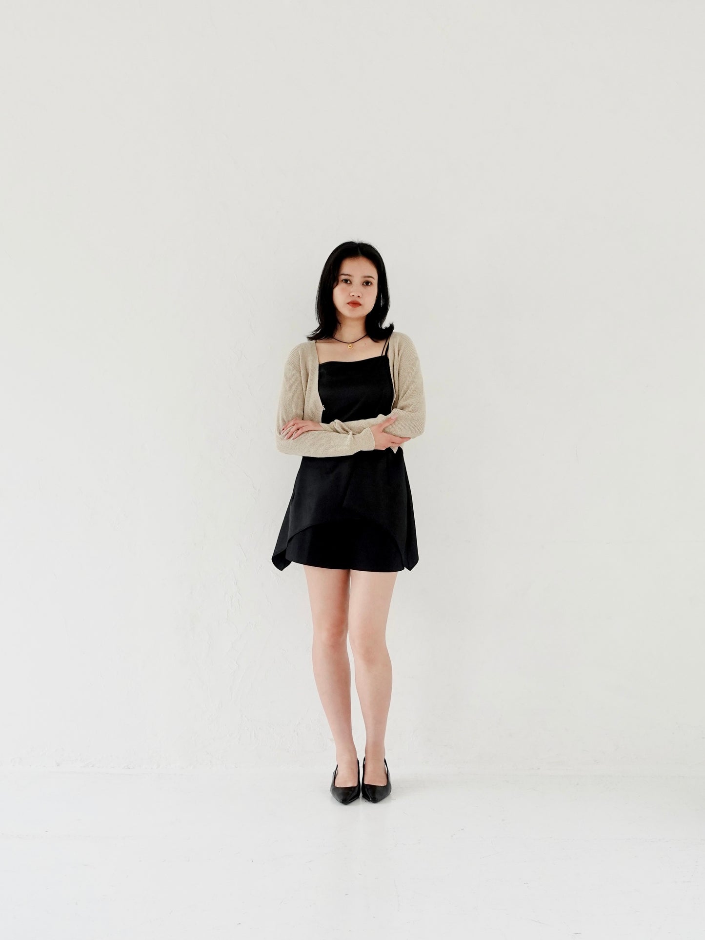 Satin Camisole Tops - BLACK