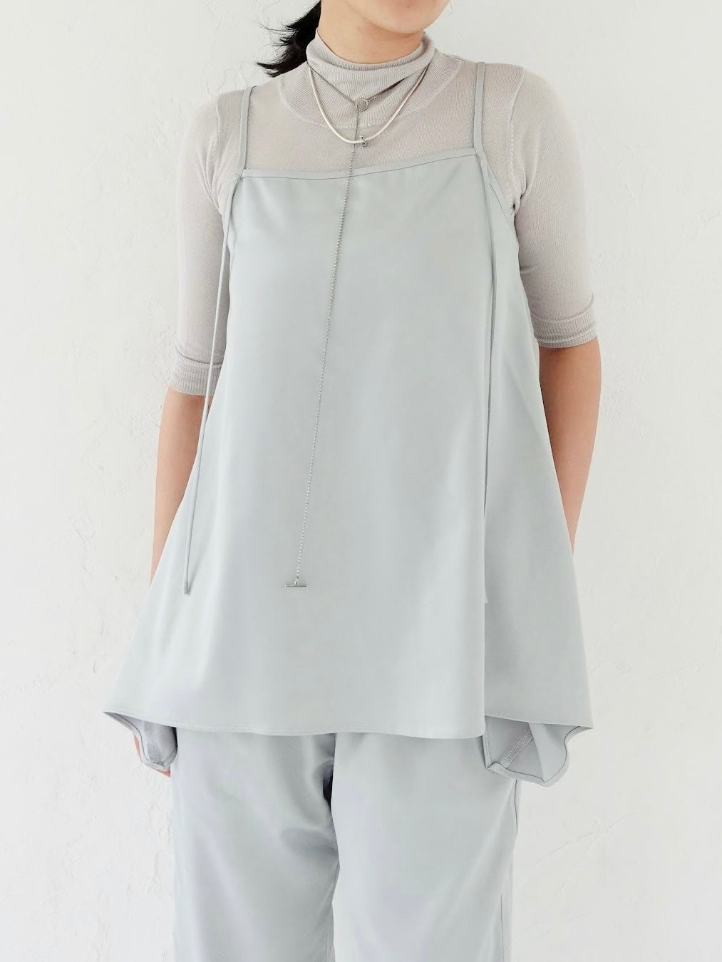 Satin Camisole Tops - ICE BLUE