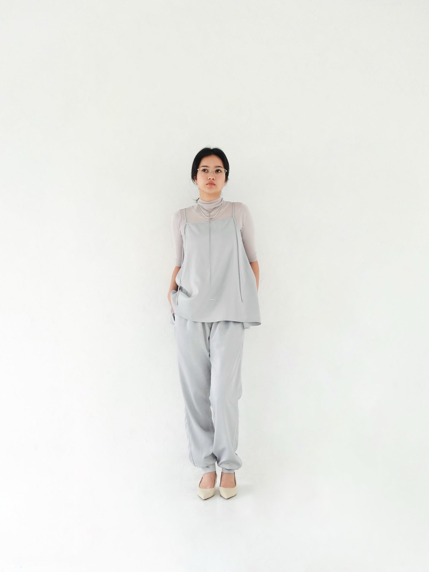 Satin Camisole Tops - ICE BLUE