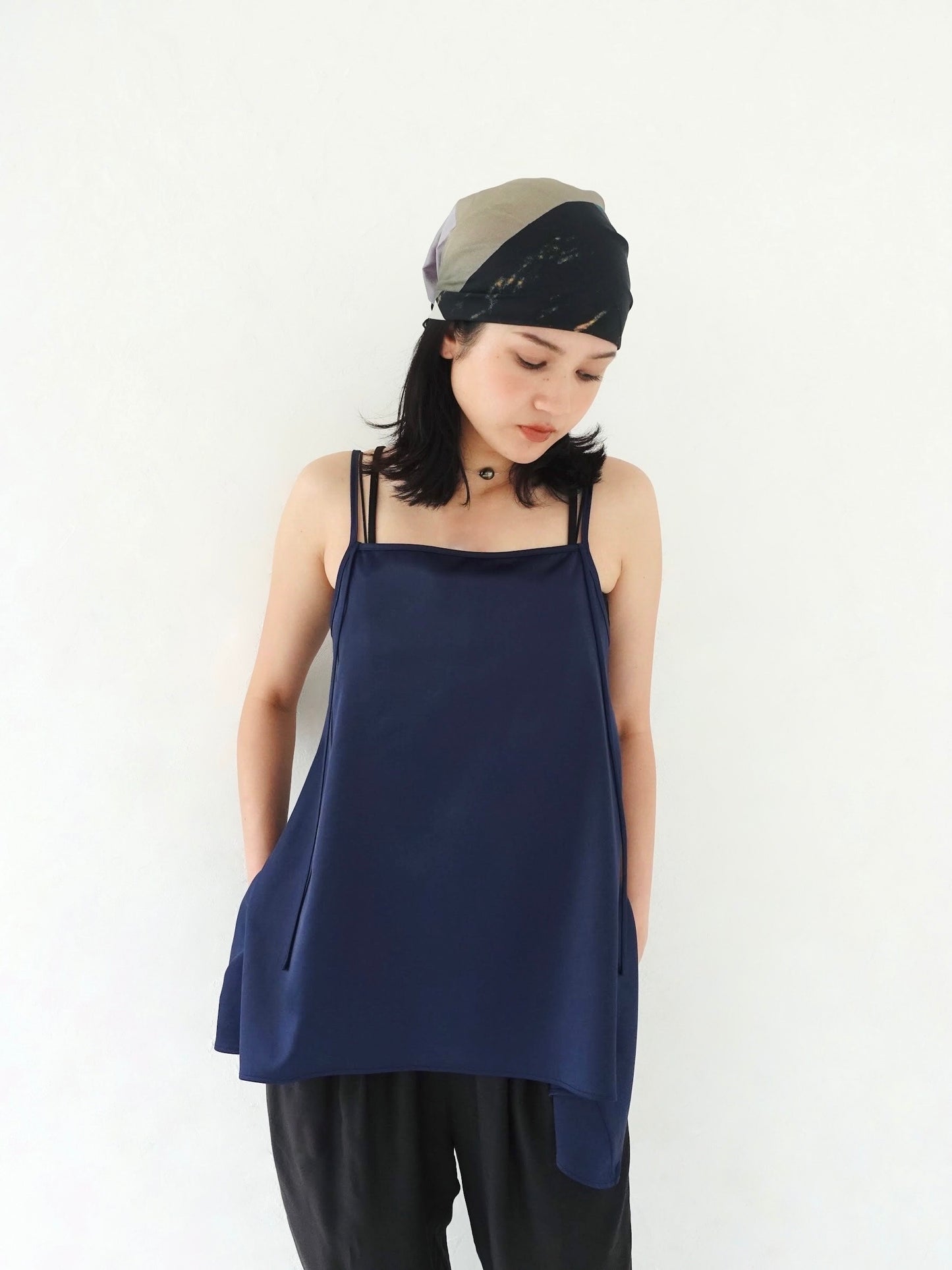 Satin Camisole Tops - NAVY