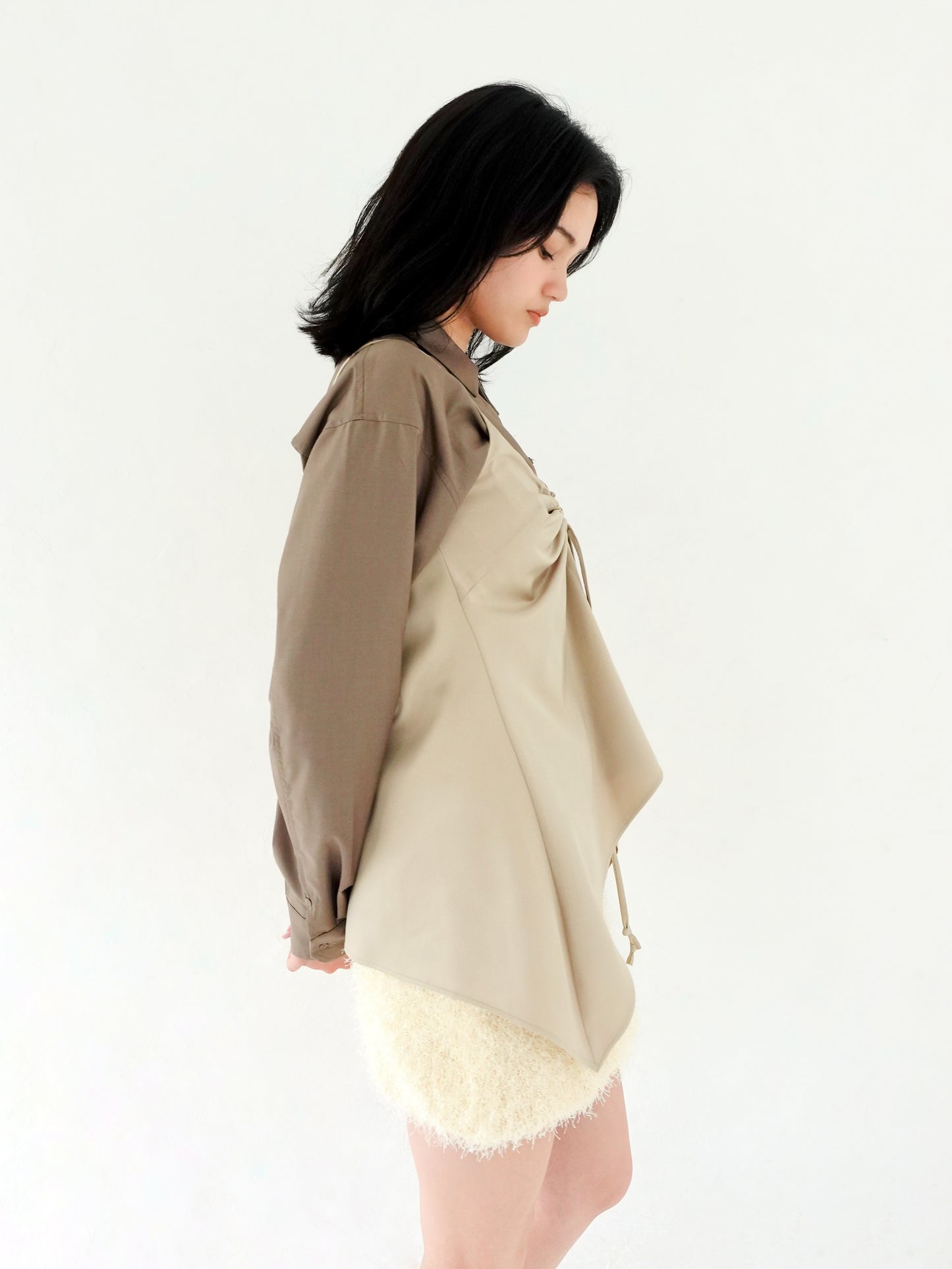 Satin Camisole Tops - BEIGE