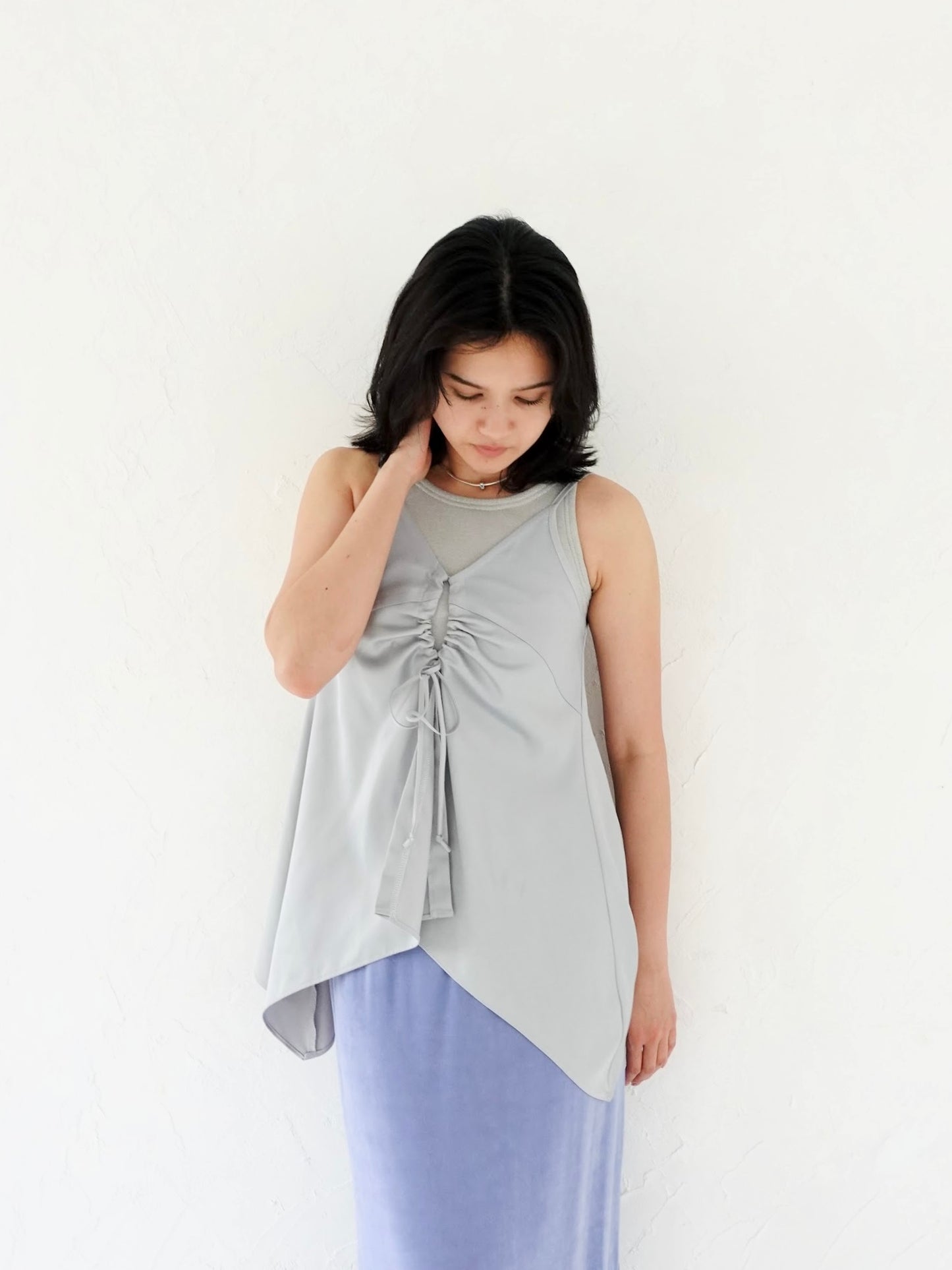 Satin Camisole Tops - ICE BLUE