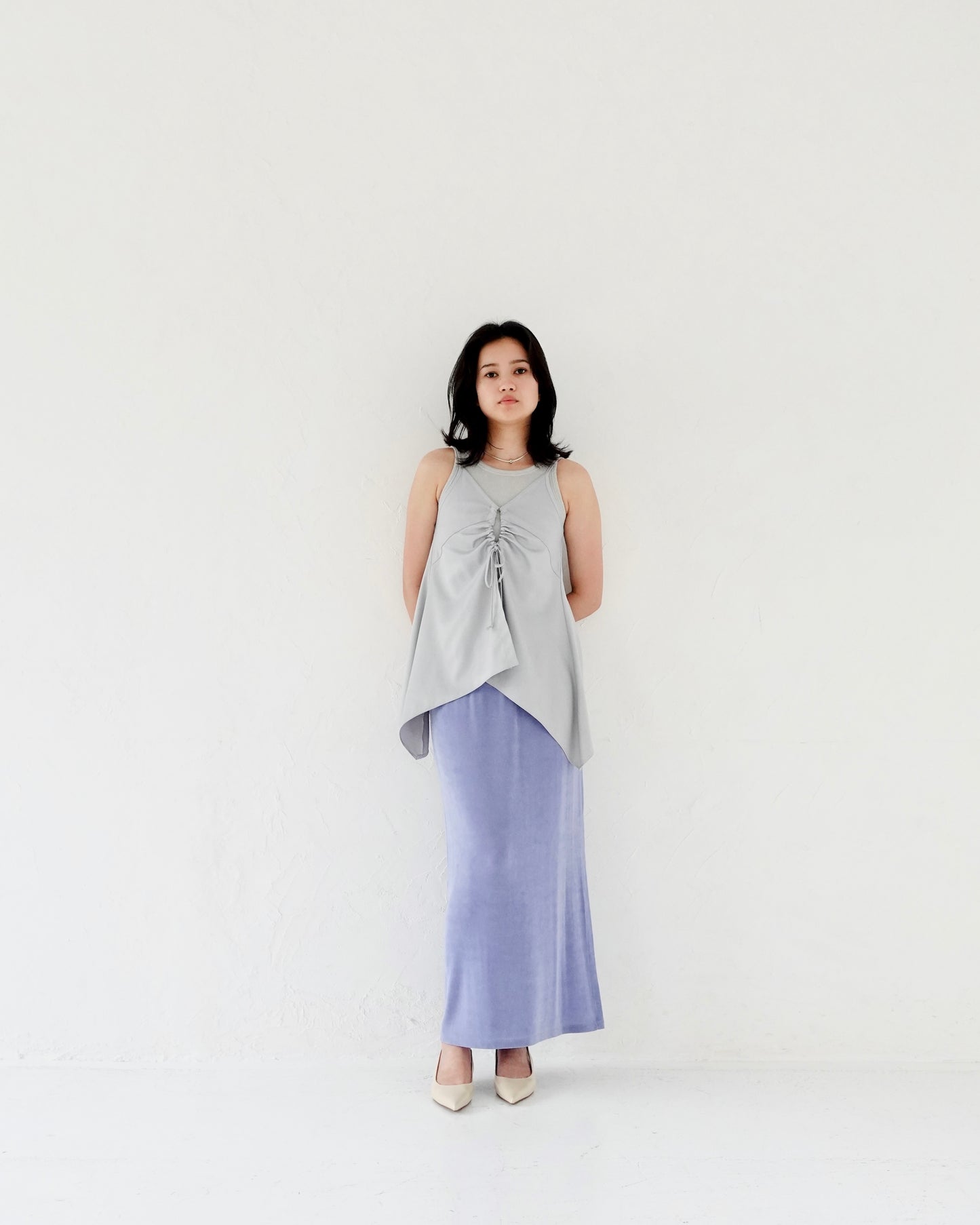 Satin Camisole Tops - ICE BLUE