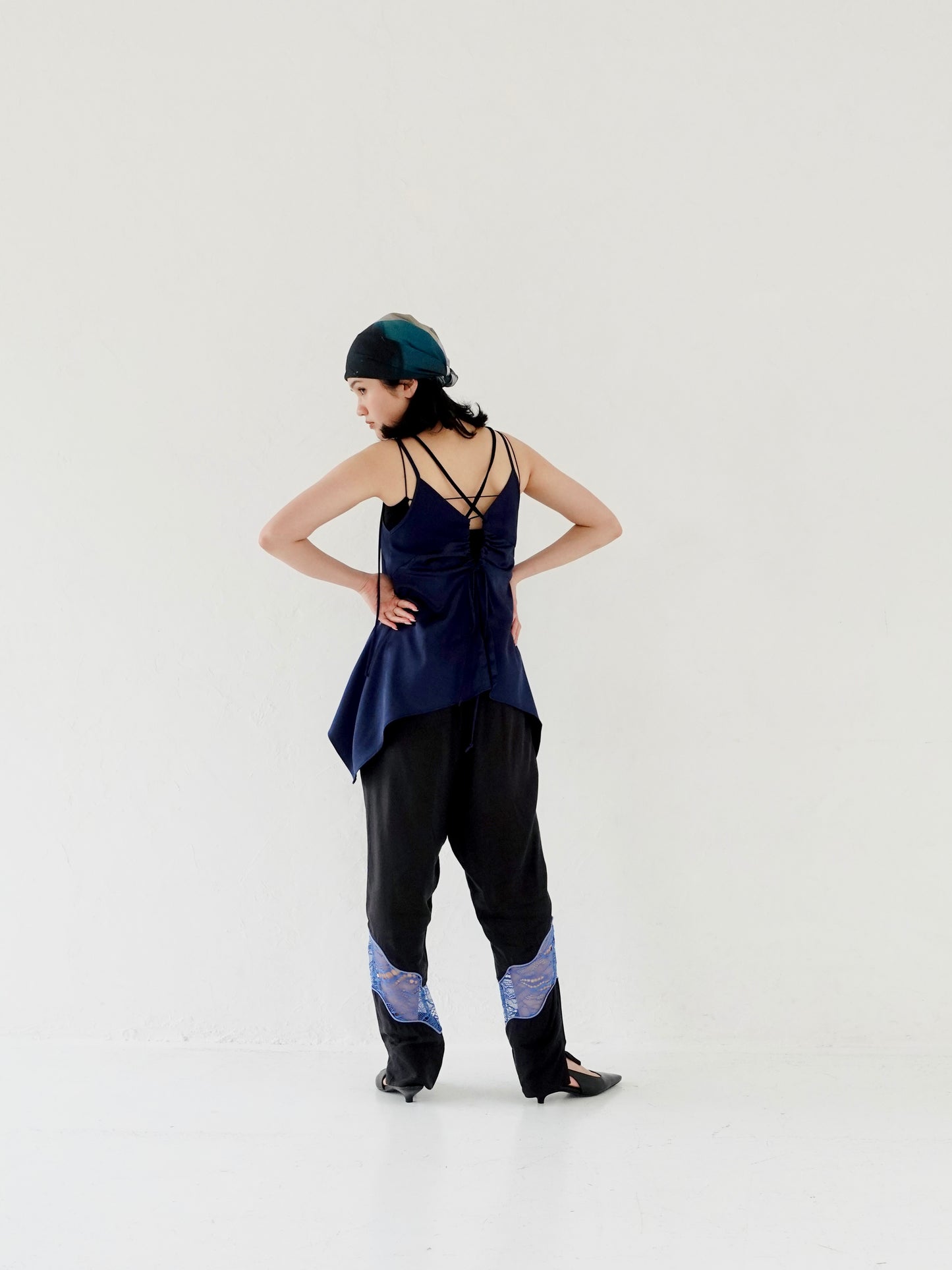 Satin Camisole Tops - NAVY