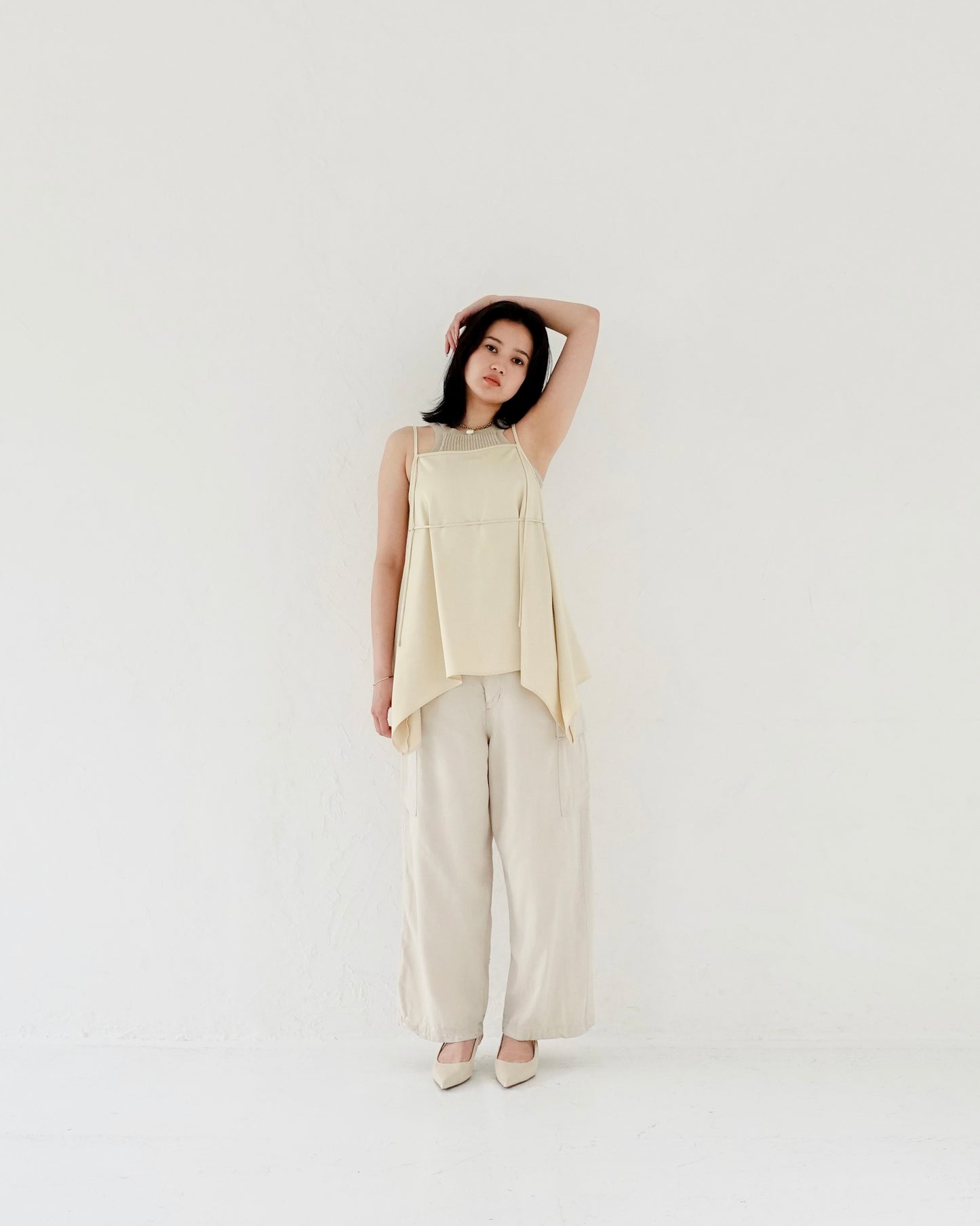 Satin Camisole Tops - CREAM