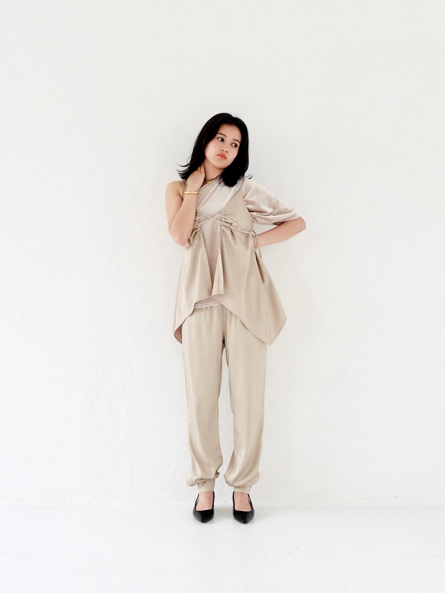 Satin Pants - BEIGE