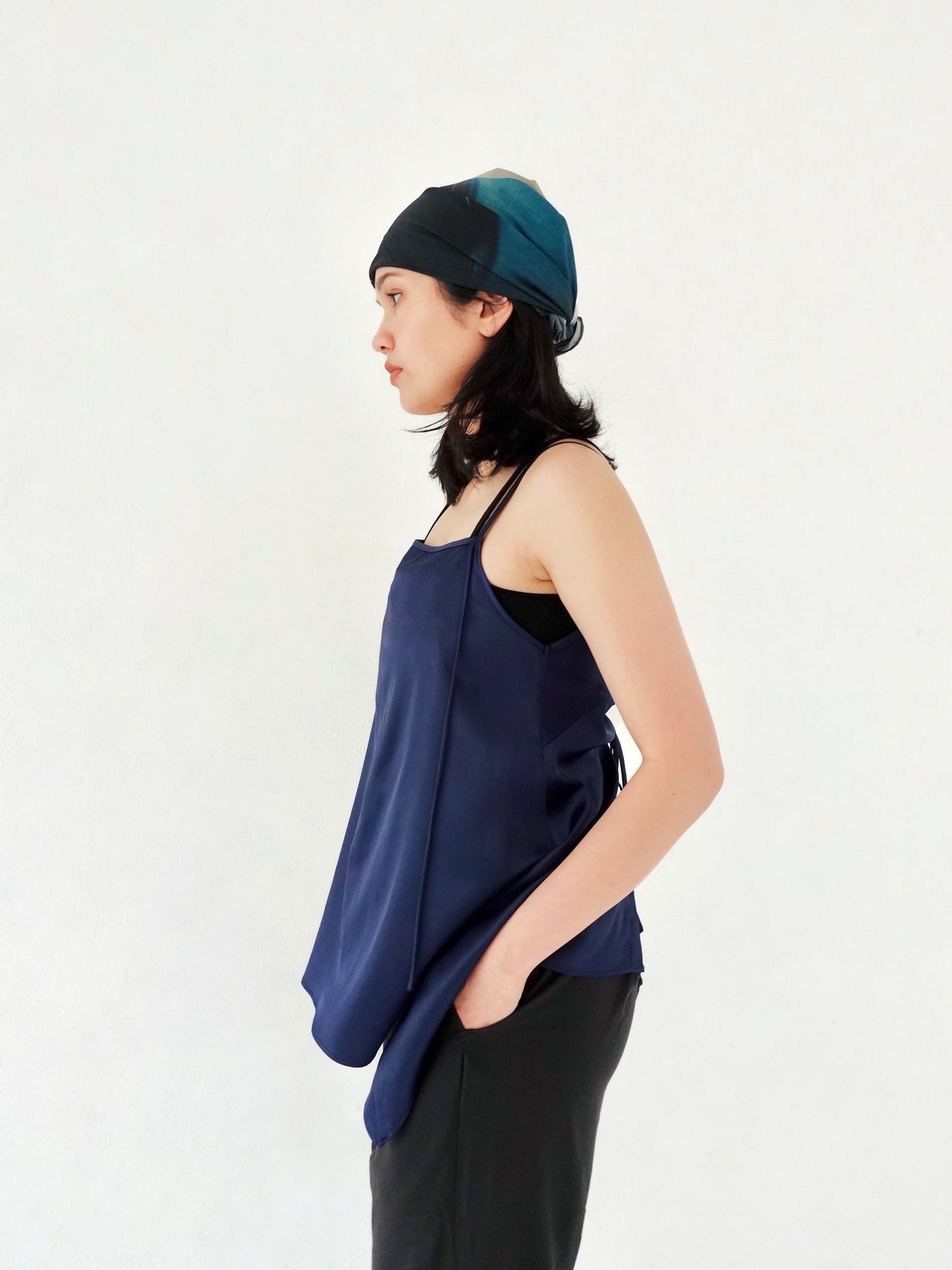Satin Camisole Tops - NAVY
