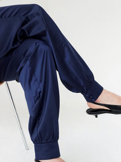 Satin Pants - NAVY