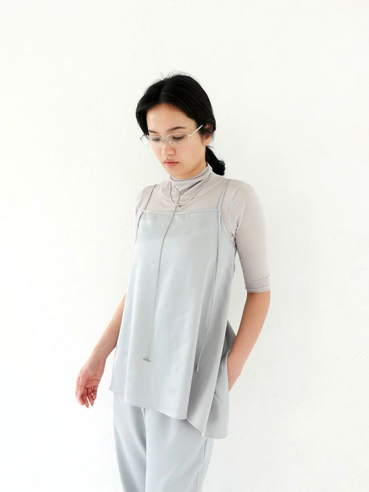 Satin Camisole Tops - ICE BLUE