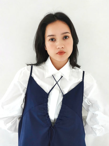Satin Camisole Tops - NAVY