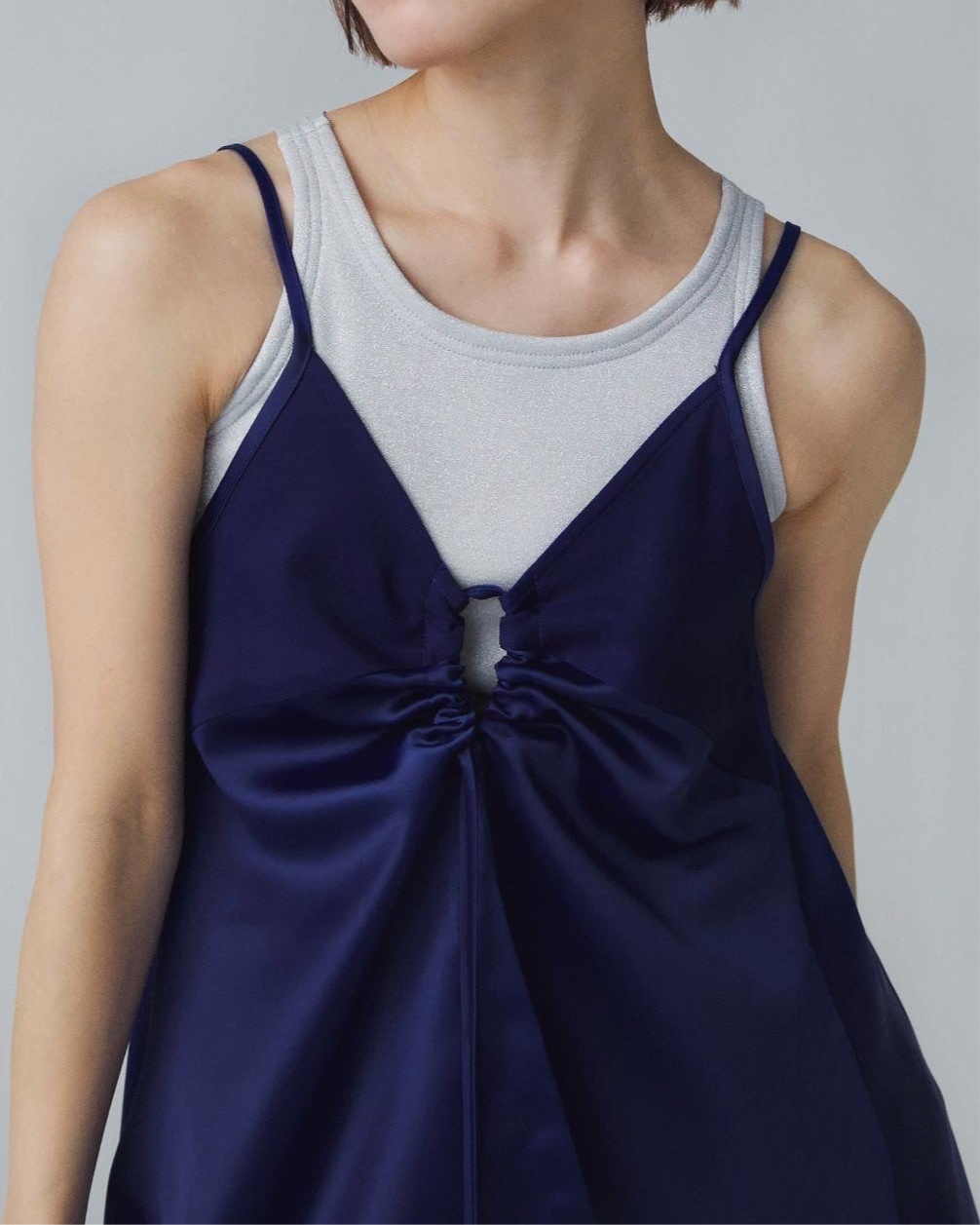 Satin Camisole Tops - NAVY