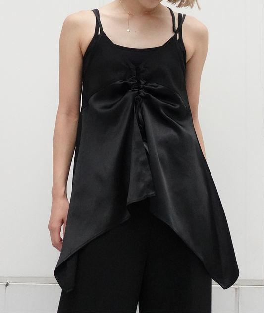 Satin Camisole Tops - BLACK