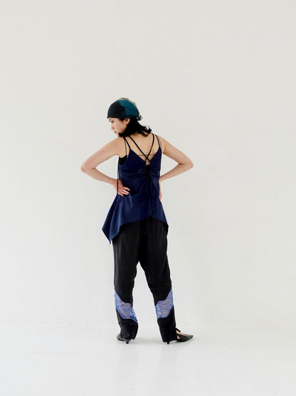 Satin Camisole Tops - NAVY