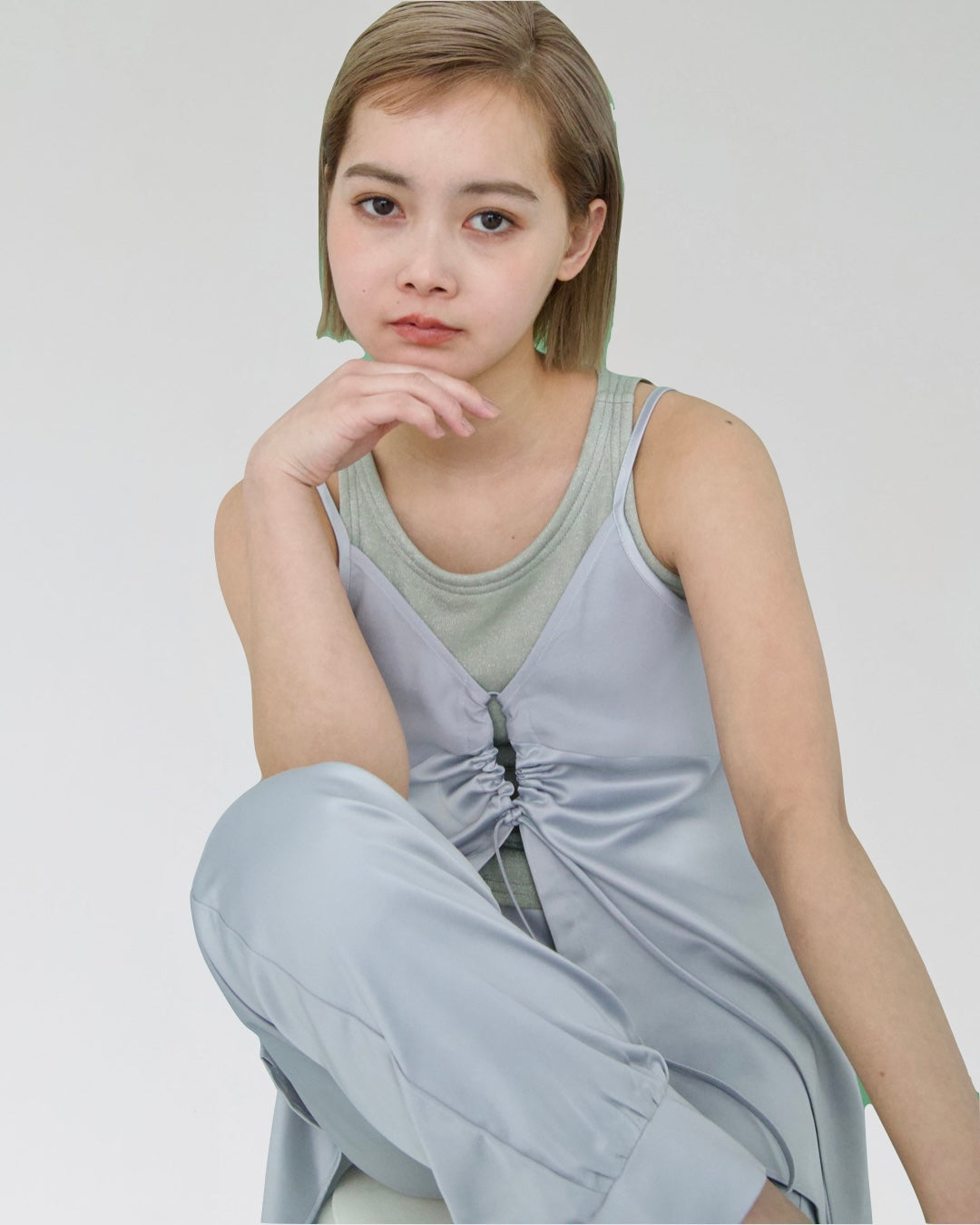 Satin Pants - ice blue