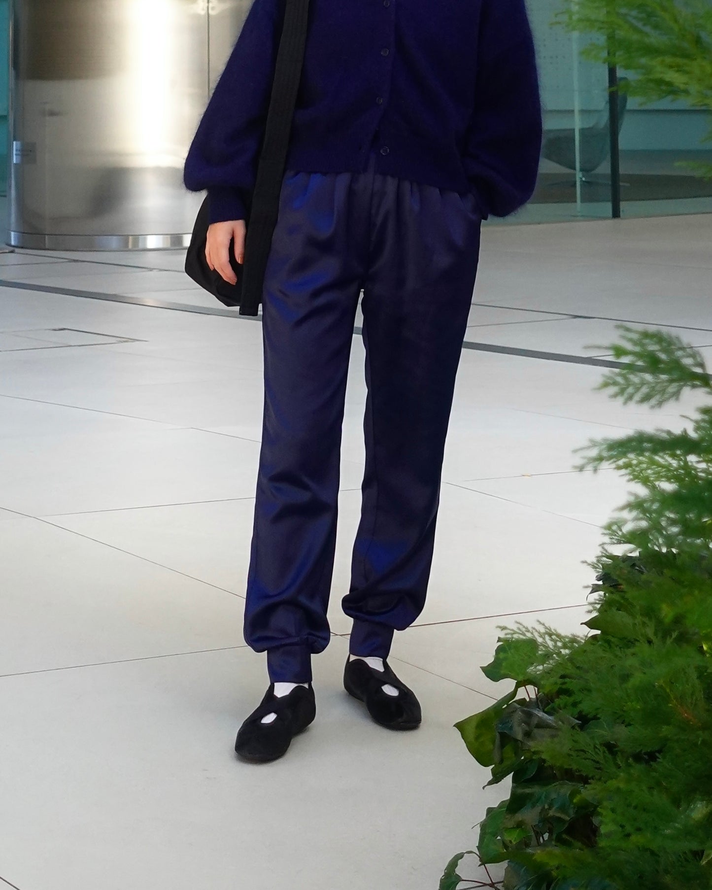 Satin Pants - NAVY