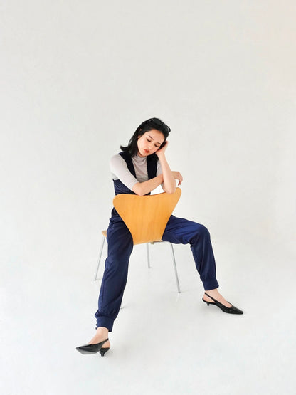 Satin Pants - NAVY