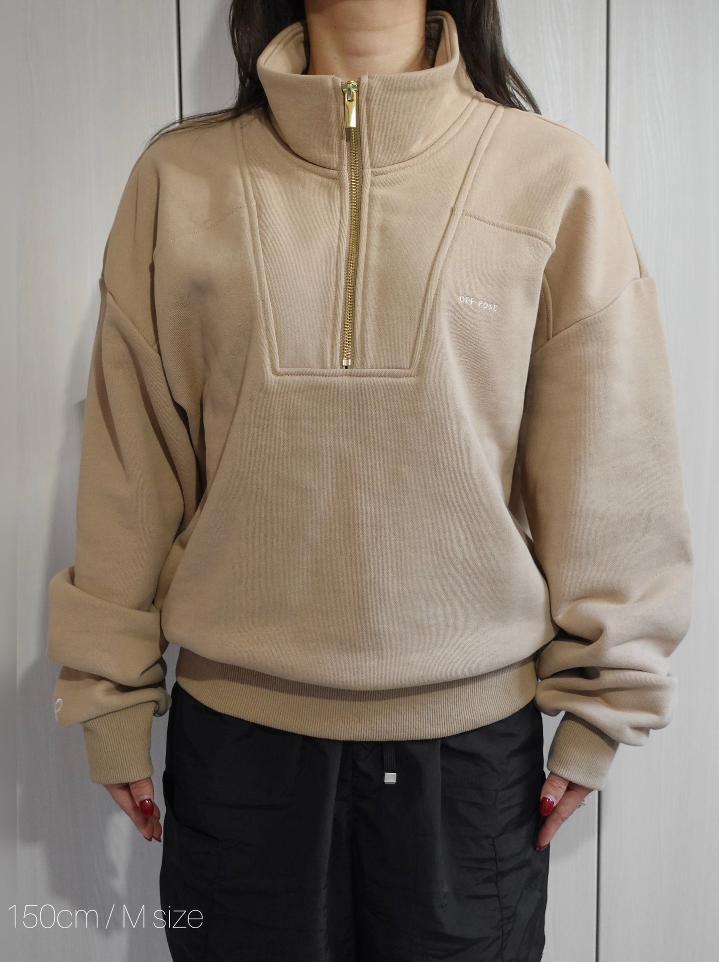 Metal Zip Trainer - BEIGE