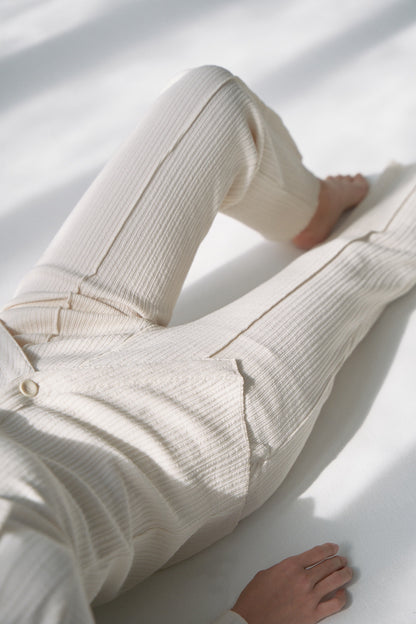 Soft Fit Rib Pants - OFF WHITE