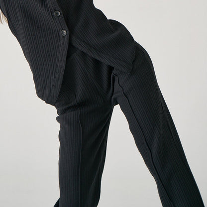 Soft Fit Rib Pants - BLACK