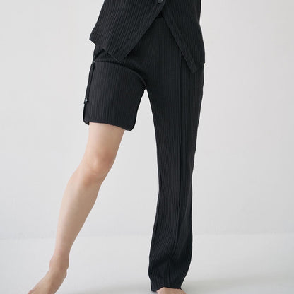 Soft Fit Rib Pants - BLACK